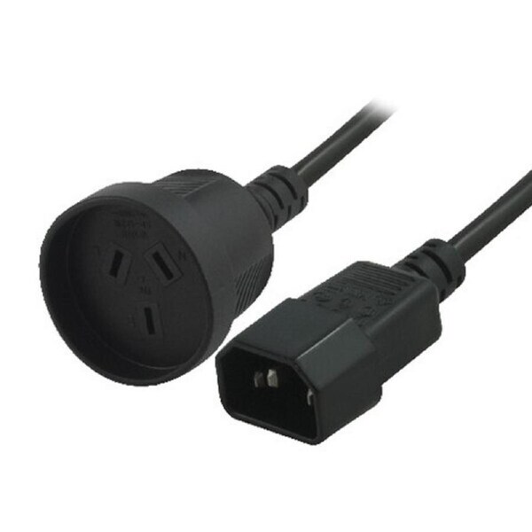 8Ware Power Extension Cable 3-Pin AU Plug to IEC C14 Female to Male 15cm Black