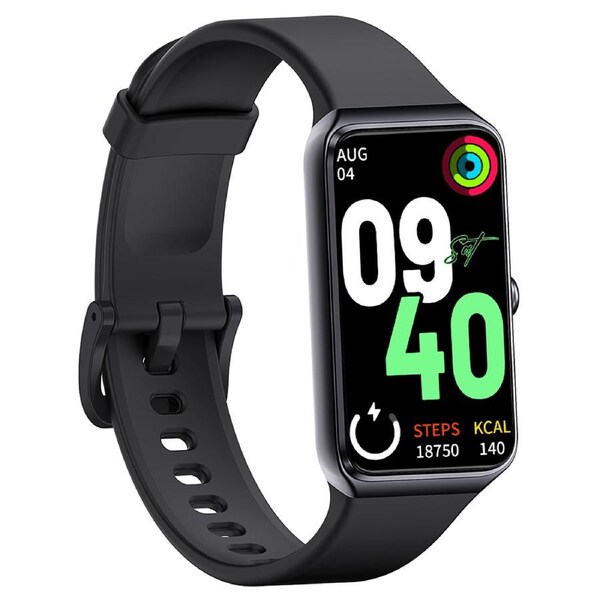 TODO Fitness Tracker Smart Watch BT 5.0 1.47" Display Thermometer BPM Monitor - Black