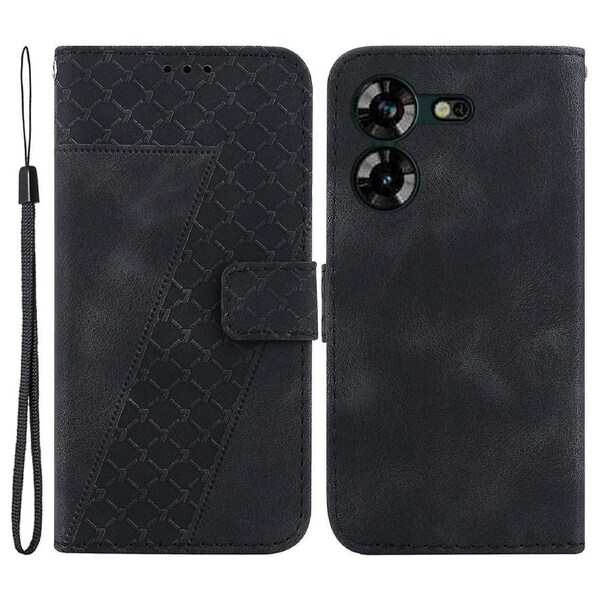 For Tecno Pova 5 4g 7-shape Imprinted Anti-fall Leather Phone Shell Flip Stand Wallet Case