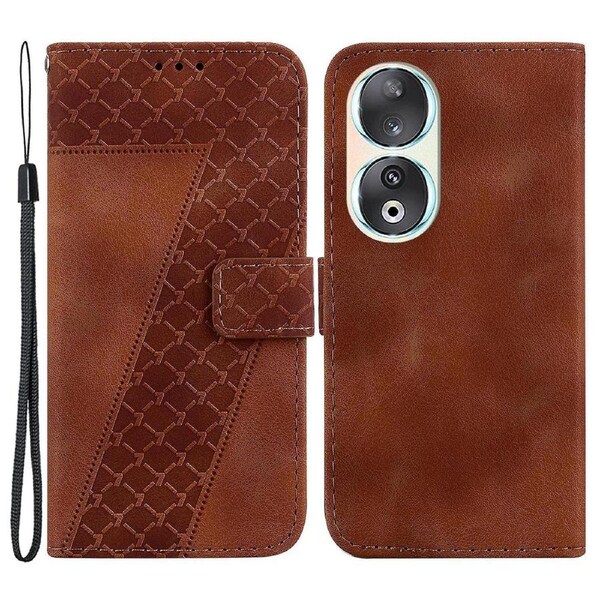 Pu Leather Wallet Case For Honor 90, 7-shape Imprinted Shockproof Anti-drop Phone Cover