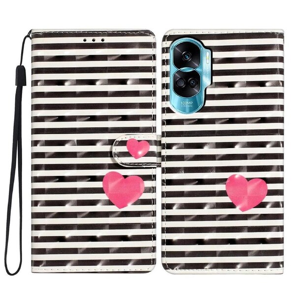 3d Pattern Folding Stand Pu Leather Phone Cover For Honor 90 Lite 5g / X50i 5g