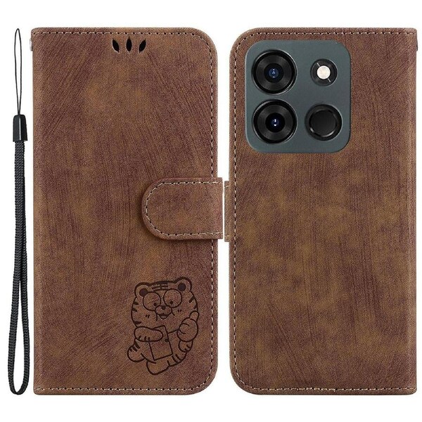For Infinix Smart 7 (india) 4g/smart 7 Plus Cute Tiger Imprint Leather Shockproof Case Wallet Stand Phone Cover