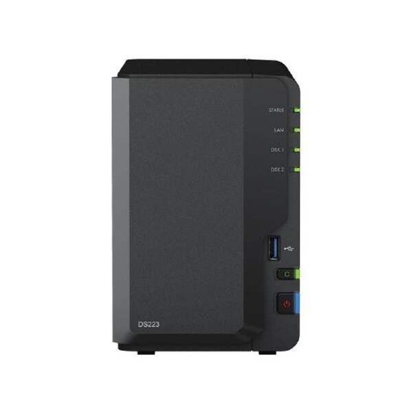 Synology DiskStation DS223 2-Bay 3.5" Diskless 1xGbE NAS (Tower) (HMB), Realtek RTD1619B quad-core 1.47Hz, 2GB RAM, 3xUSB3.2, 1 x 1GbE (RJ-45)