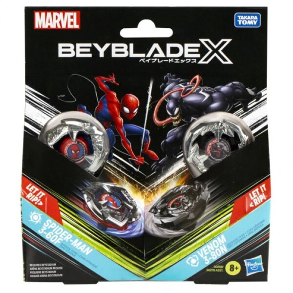 Beyblade X Marvel Collab: Spider-Man 3-60F vs. Venom 3-80N Dual Pack