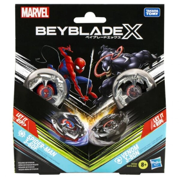 Beyblade X Marvel Collab: Spider-Man 3-60F vs. Venom 3-80N Dual Pack