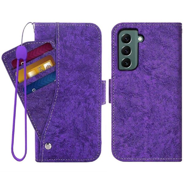 For Samsung Galaxy S22+ 5g Water-ink Painting Texture Pu Leather Case Rotating Card Slots Phone Cover With Stand Wallet