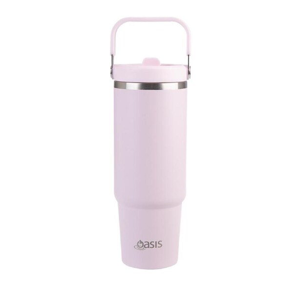 Oasis Stainless Steel Voyager Tumbler with Handle 900ml - Pink Lemonade