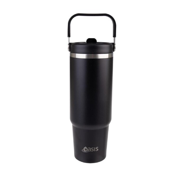 Oasis Stainless Steel Voyager Tumbler with Handle 900ml - Black