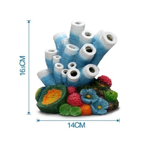 Aquarium Decor Air Bubble Stone Blue Coral Starfish Oxygen Pump Resin Crafts for Fish Tank Ornament