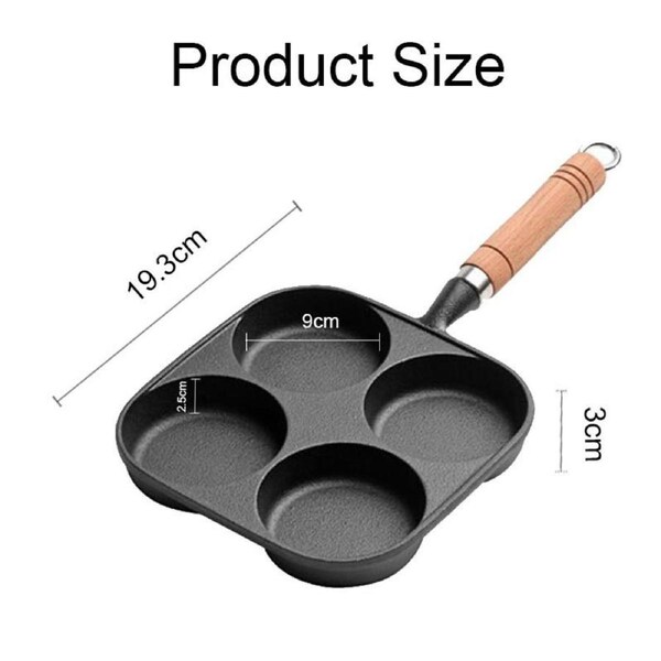 4 Cups Skillet Nonstick Cast Iron with Handle for Egg Steak Pancakes