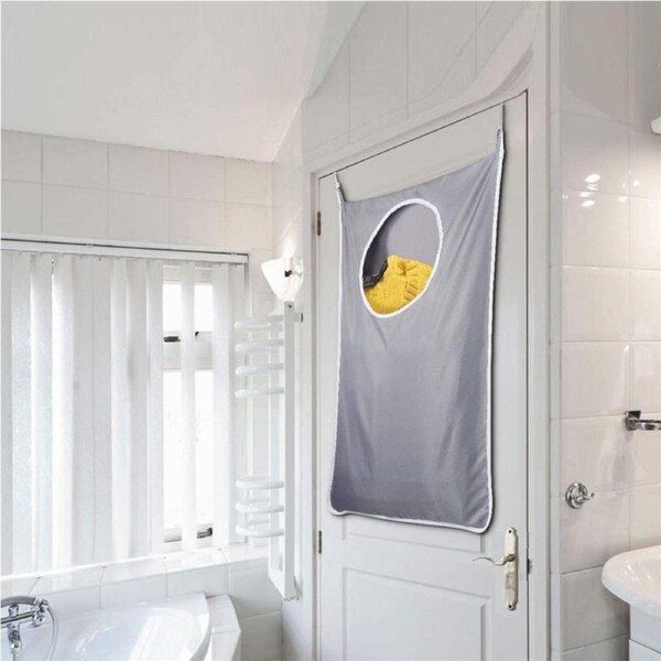 Hanging Laundry Hamper Bag with Free Adjustable Stainless Steel and Suction Cup Hooks - Pink