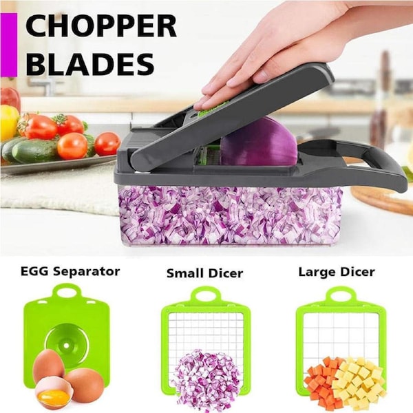Multifunctional Chopper with Container Kitchen Vegetable Slicer Dicer