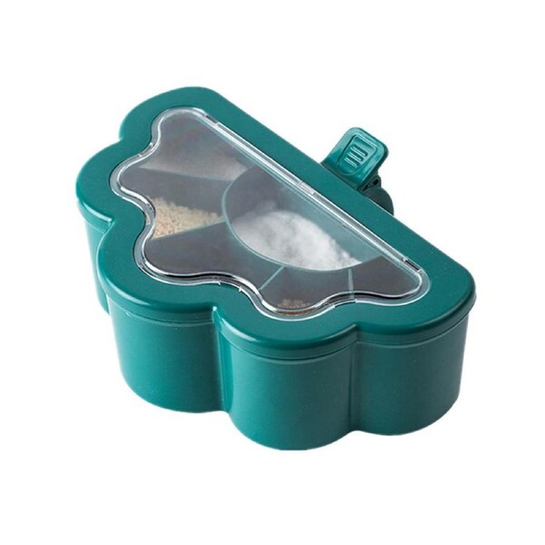 Seasoning Box Lidded Dust-proof PP Divided Kitchen Spices Container Cooking Utensils-Green