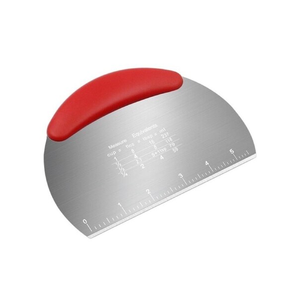 JOYBUY Scraping Panel Sturdy Multi-purpose Dough Cutter with Scale Non-stick Stainless Steel Dough Scrape Pizza Dough Cutter-Red