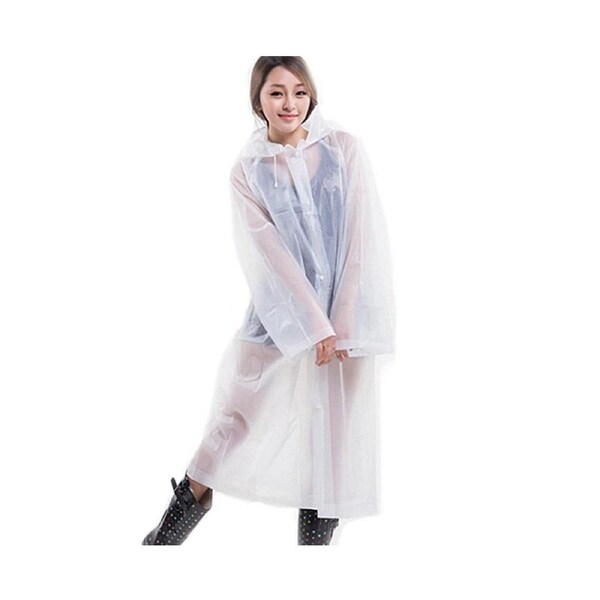 See Through Hooded Raincoat Festival Long Rain Coat Outdoor Camping Rainwear-Translucent