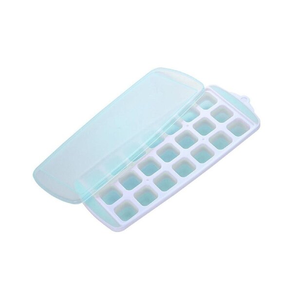 Silicone 21/36 Grids Ice Cube Making Tray Mold DIY Jelly Juice Mould with Lid-Green - Green