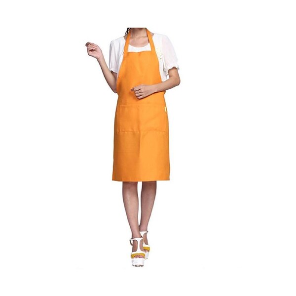 Solid Color Oil-resistant Restaurant Home Kitchen Cooking Protective Apron-Orange