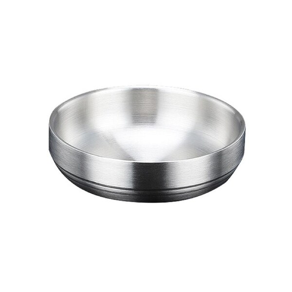 Small Dish Double Layers Insulation Stainless Steel Korean Style Anti-scalding Kimchi Bowl Saucer Kitchen Supplies-Silver - Silver