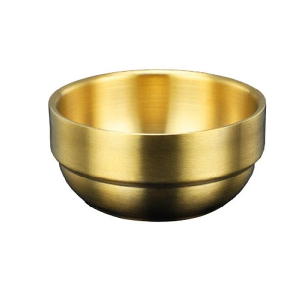 JOYBUY Small Dish Double Layers Insulation Stainless Steel Korean Style Anti-scalding Kimchi Bowl Saucer Kitchen Supplies-Golden - Golden