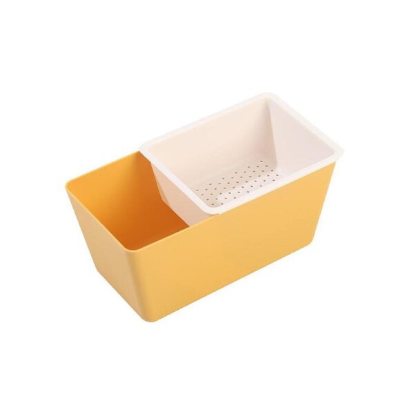 Snack Plate Hollow Draining Detachable Storing 2 Tier Snack Storage Box for Table - Yellow