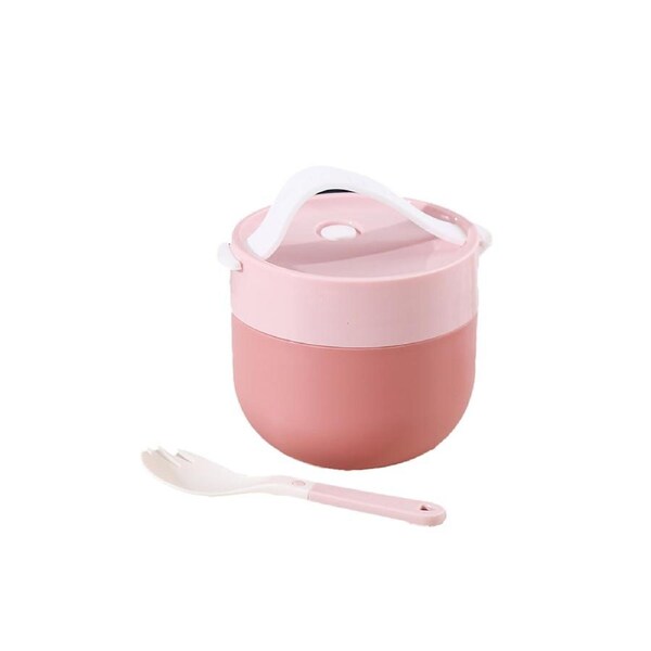 Soup Cup Food Grade Rust-proof Plastic Meal Prep Lunch Container Bowl Soup Box for Home-Pink A