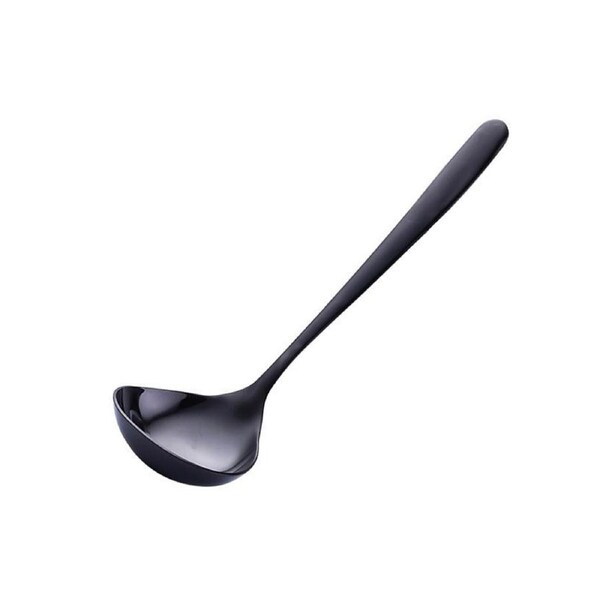 Soup Spoon Ergonomic Design Comfortable Grip Stainless Steel BPA Free Deep Head Stirring Ladle Kitchen Supplies-Black