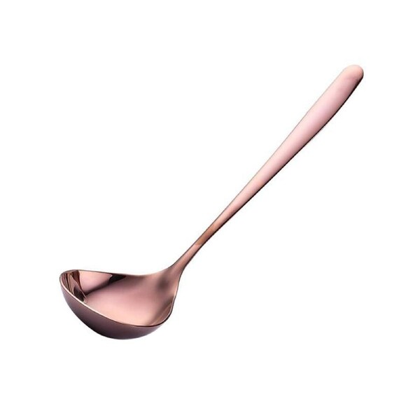 Soup Spoon Ergonomic Design Comfortable Grip Stainless Steel BPA Free Deep Head Stirring Ladle Kitchen Supplies-Rose Gold