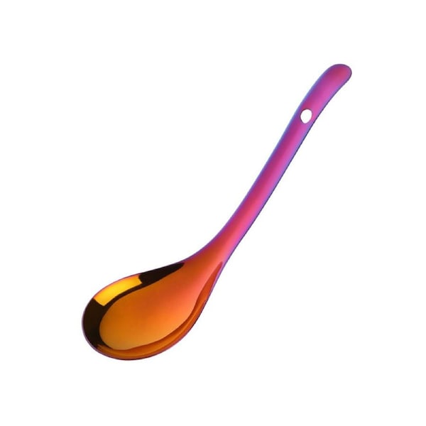 Soup Spoon Food Grade Rust-proof Stainless Steel Thickening Soup Ladle Rice Spoon Cookware Utensil for Home-Red