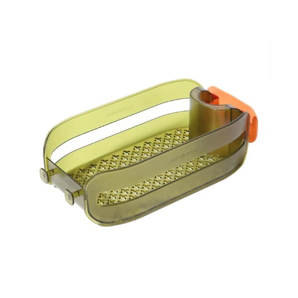 Sink Organizer Hollow Design with Hook Hanging Sink Storage Rack Draining Tray for Kitchen - Light Green