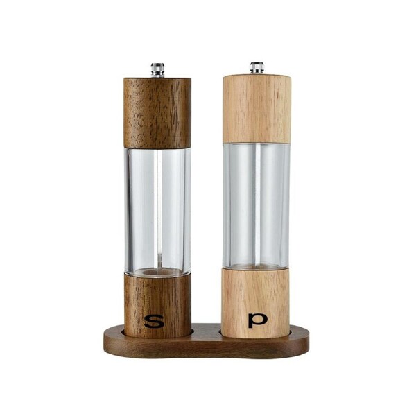 Spice Grinder Large Capacity Transparent Stainless Steel Adjustable Manual Salt Grinder for Home-B