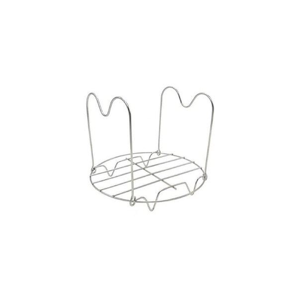 Stainless Steel Round Pot Steamer Rack Stand with Handles Home Kitchen Cookware-Silver