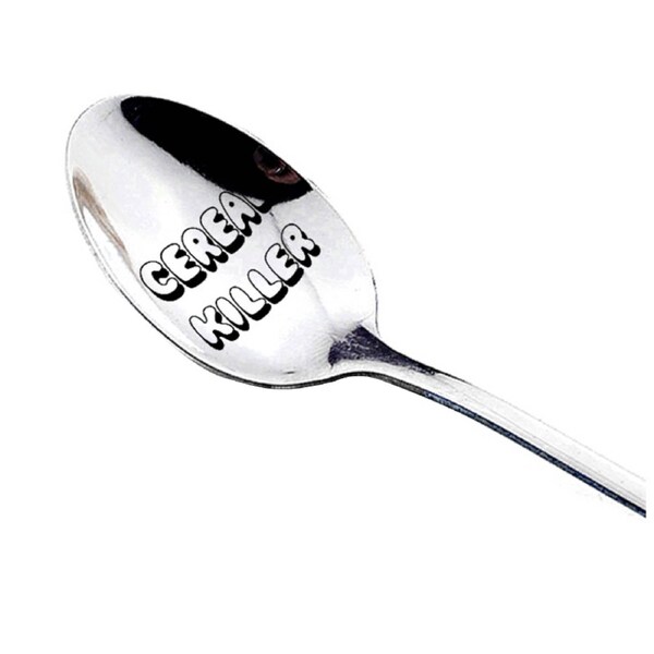 Stainless Steel Spoon Letter Engraved Cereal Killer Fruit Family Dinner Supplies-2