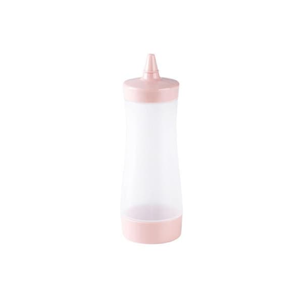 Squeeze Bottle Food Grade Transparent Plastic Easy Clean Condiment Dispenser for Ketchup-Pink