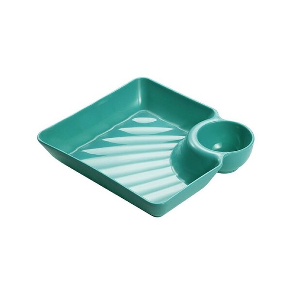 Stackable Divided Plate with Dipping Sauce Smooth Edges Non-stick Easy to Clean Sushi Salad Dumpling Plate for Dining Room-Green