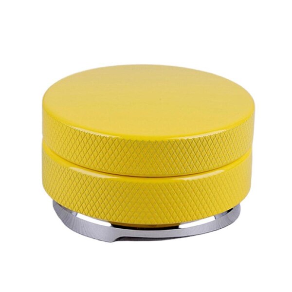 Stainless Steel Adjustable Height Espresso Powder Distributor Coffee Tamper-Yellow