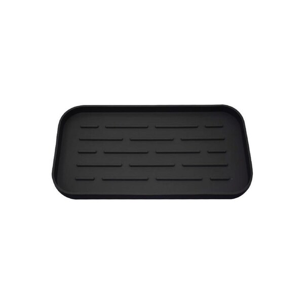 Storage Tray Drain Multifunction Silicone Heat-resistant Kitchen Sink Tray for Kitchen-Black