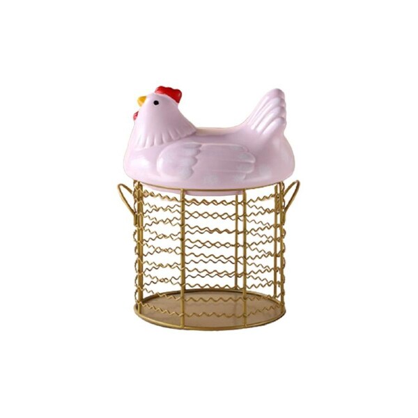 Storage Basket Sturdy Skid-resistant Hollow Nordic Egg Storage Holder for Table-Pink