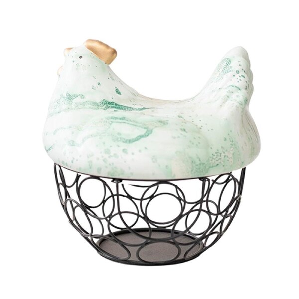 Storage Basket Large Capacity Long-lasting Hen Shape Fresh Eggs Gathering Storage Basket Household Supplies -B Green