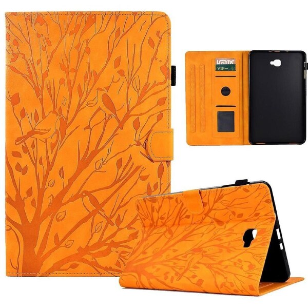 For Samsung Galaxy Tab A 10.1 (2016) T580 T585 Pu Leather Tablet Stand Case Imprinted Tree Card Holder Cover