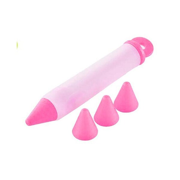 Silicone Cream Cake Writing Pen Baking Decorating Tool Piping Cupcake Nozzles-Pink