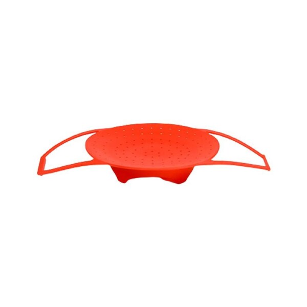 Silicone Steamer Bracket Creative with Soft Carrying Handle High Toughness Tear Resistant Fruit Dish Pot Steamer for Vegetable-Red