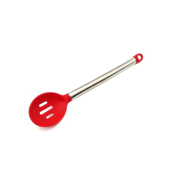 Silicone Non-stick Spatula Soup Scoop Colander Scraper Kitchen Cooking Tool-Red Colander