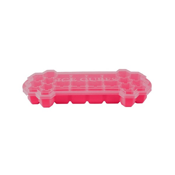 Silicone Ice Tray Mould with Lid 26 Grids Storage Box DIY Baby Food Pudding Mold-Rose Red