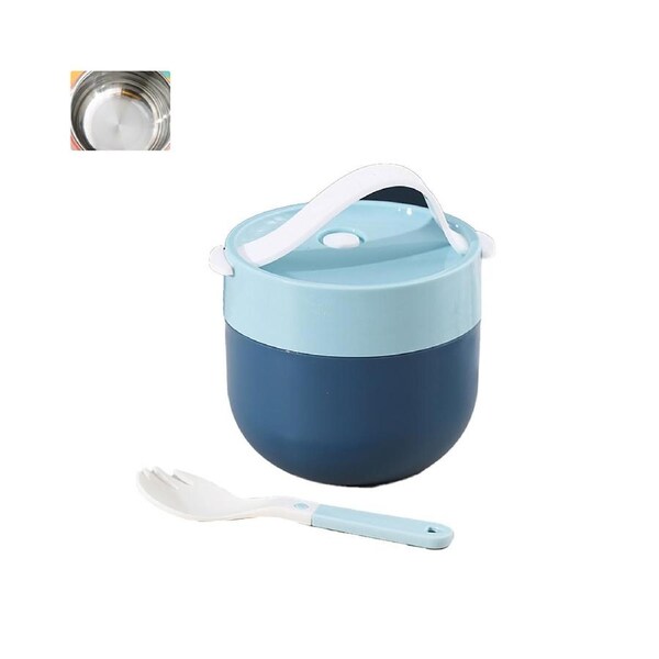 Soup Cup Food Grade Rust-proof Plastic Meal Prep Lunch Container Bowl Soup Box for Home-Blue B