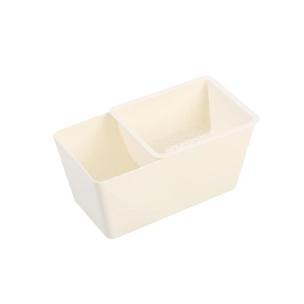 Snack Plate Hollow Draining Detachable Storing 2 Tier Snack Storage Box for Table - White