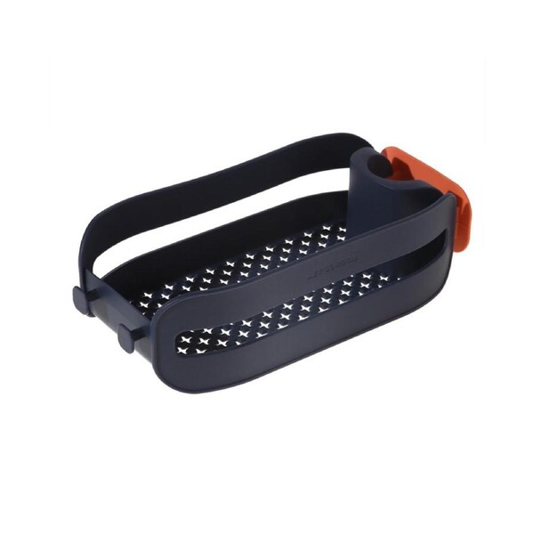 Sink Organizer Hollow Design with Hook Hanging Sink Storage Rack Draining Tray for Kitchen - Blue