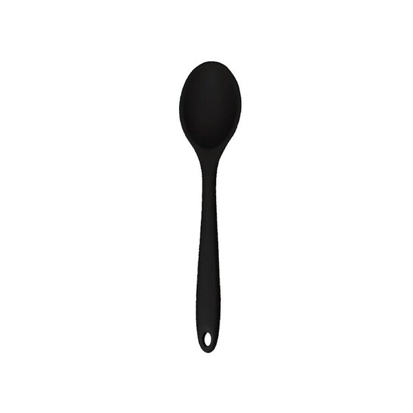 Soup Spoon Unbreakable Flexible Silicone Long Handle Kitchen Scoop Cooking Ladle for Home-Black