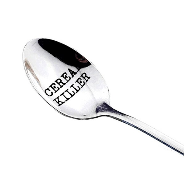 Stainless Steel Spoon Letter Engraved Cereal Killer Fruit Family Dinner Supplies-4