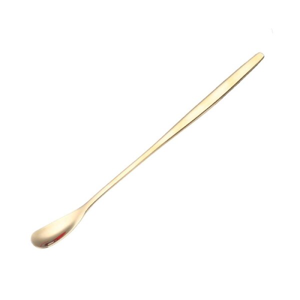 Stainless Steel Coffee Dessert Spoon Square Head Long Handle Teaspoon Tableware-Titanium Golden - Titanium Golden