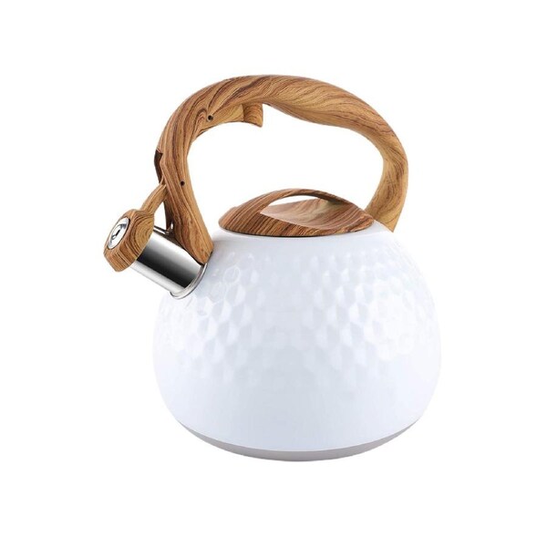 Stainless Steel Whistling Kettle Tea Milk Coffee Water Boiling Pot Drinkware-White